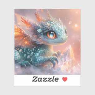 Adorable Baby Dragon mit Kristallgedicht Aufkleber