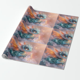 Adorable Baby Dragon mit Kristallgedicht Geschenkpapier