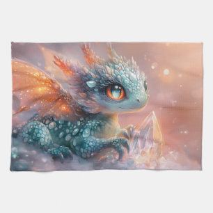 Adorable Baby Dragon mit Kristallgedicht Geschirrtuch