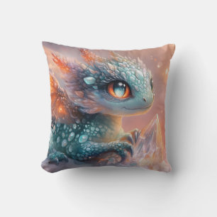 Adorable Baby Dragon mit Kristallgedicht Kissen