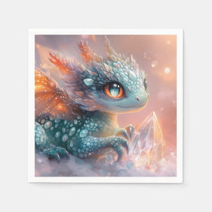 Adorable Baby Dragon mit Kristallgedicht Serviette