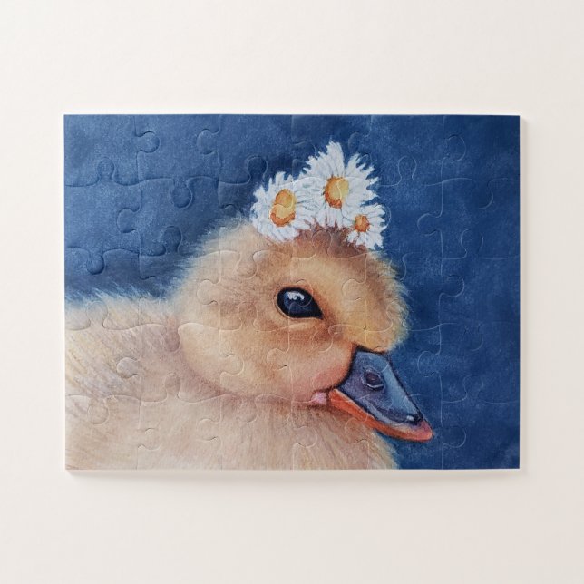 Adorable Baby Duck mit White Daisies (Horizontal)