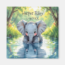 Adorable Baby Elephant and Reflection Personalized