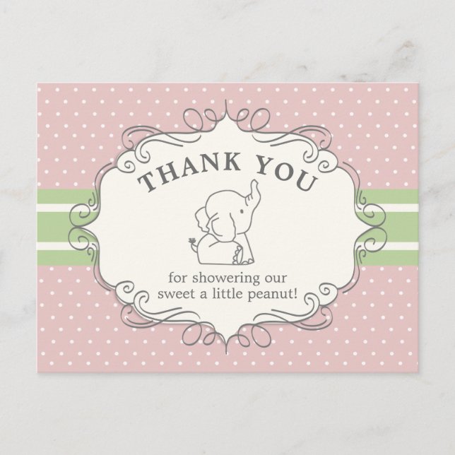 Adorable Baby Elephant | Babydusche Vielen Dank Postkarte (Vorderseite)