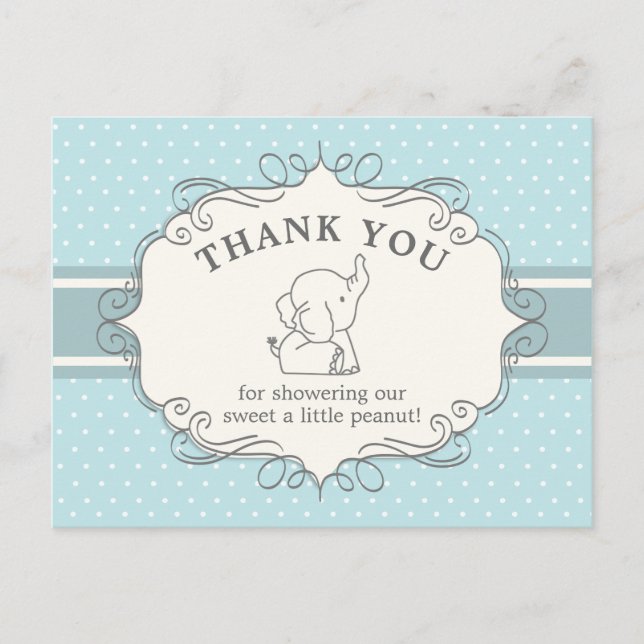 Adorable Baby Elephant | Babydusche Vielen Dank Postkarte (Vorderseite)