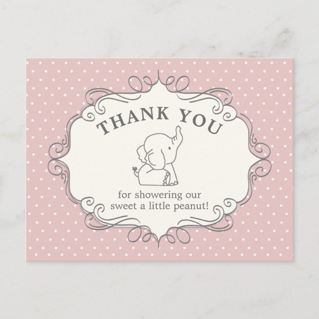 Adorable Baby Elephant | Babydusche Vielen Dank Postkarte (Vorderseite)