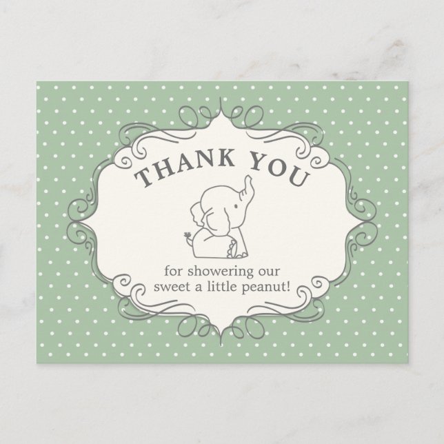 Adorable Baby Elephant | Babydusche Vielen Dank Postkarte (Vorderseite)