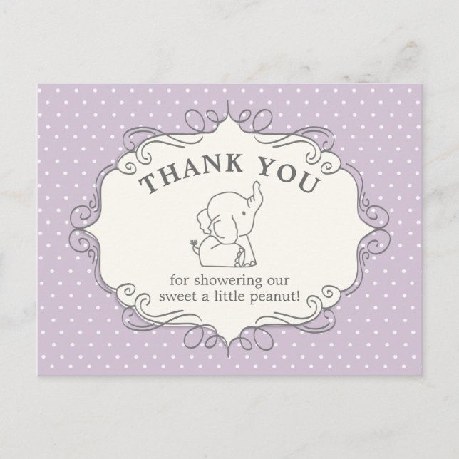 Adorable Baby Elephant | Babydusche Vielen Dank Postkarte (Vorderseite)