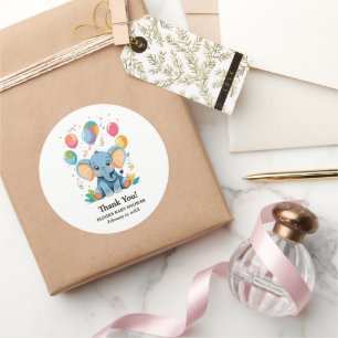 Adorable Baby Elephant Balloons Babydusche Runder Aufkleber