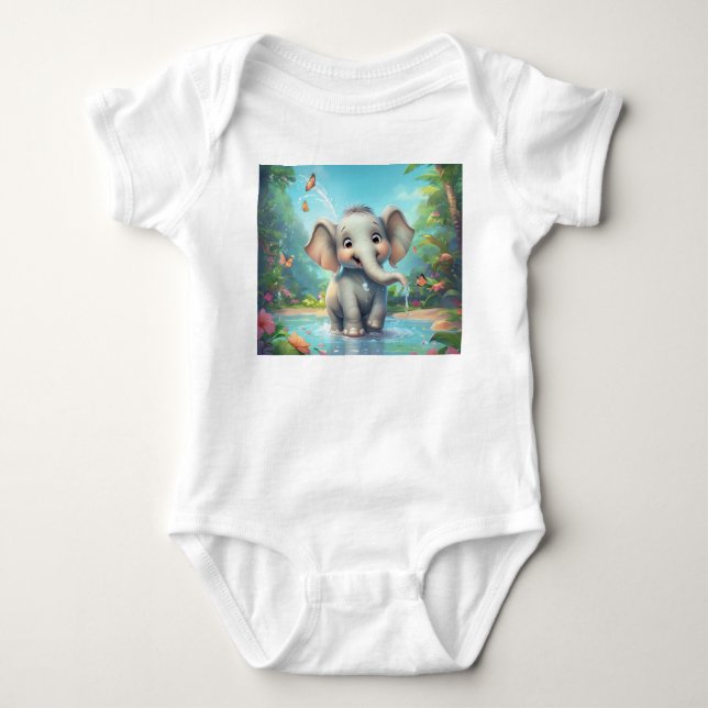Adorable Baby Elephant Design Strampler (Vorderseite)