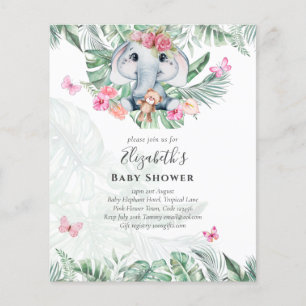 Adorable Baby Elephant Girls Baby Dusche lädt ein Flyer