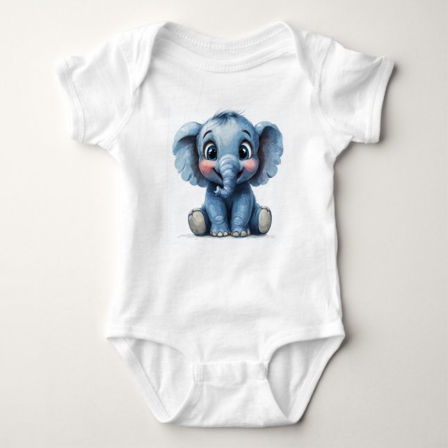 Adorable Baby Elephant mit Big Eyes Baby Strampler (Vorderseite)