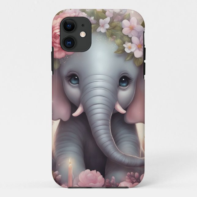 Adorable Baby Elephant mit Blume Case-Mate iPhone Hülle (Rückseite)