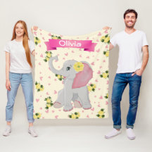 Adorable Baby Elephant Watercolor Floral