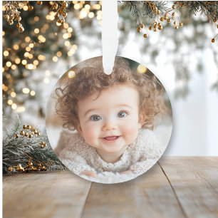 Adorable Baby Foto   Die erste Weihnacht des Babys Ornament
