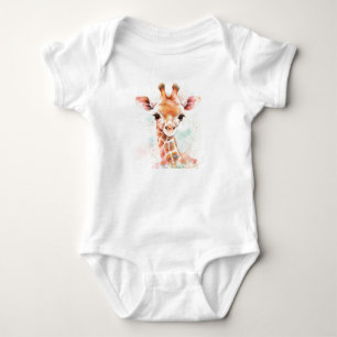 Adorable Baby Giraffe Head, Zoo Tiere. Safari Strampler