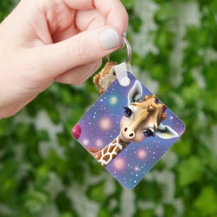 Adorable Baby Giraffe mit Holly und Glitzer Schlüsselanhänger