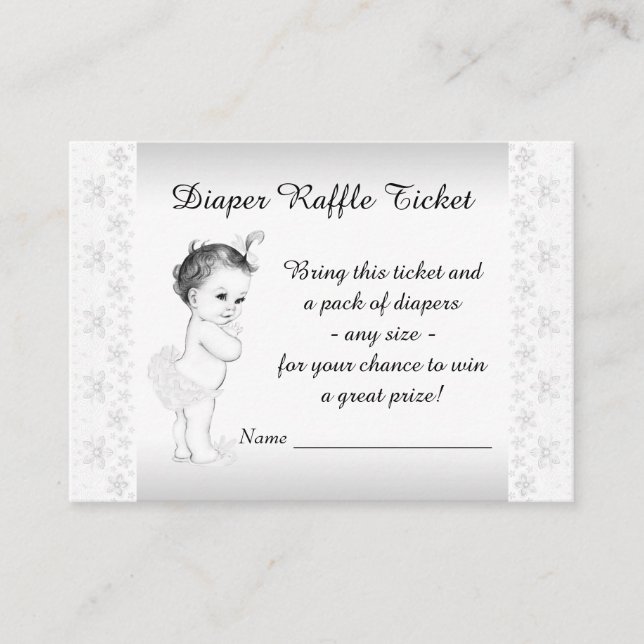 Adorable Baby Girl Diaper Raffel Ticket Begleitkarte (Vorderseite)