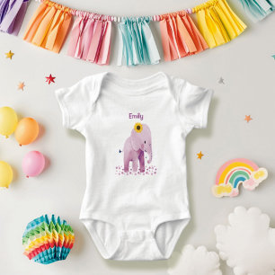 Adorable Baby Girl Elefant mit Namen Baby Strampler
