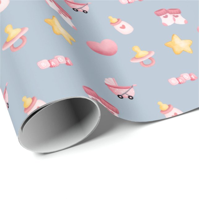 Adorable Baby Girl Gift Wrap Geschenkpapier (Rolleneckpunkt)