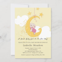 Adorable Baby Girl Rabbit Stars Moon Babydusche