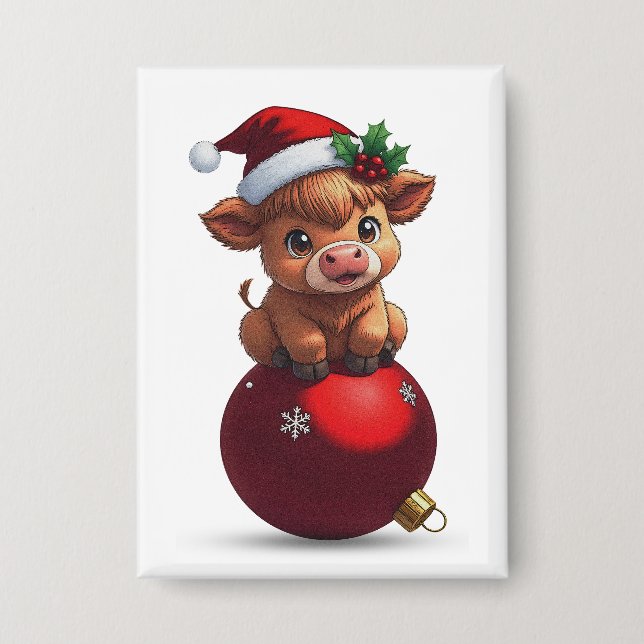 adorable baby highland cow sitting button (Vorderseite)
