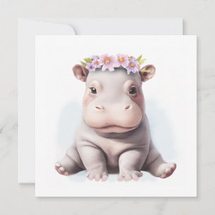 Adorable Baby Hippopotamus Feiertagskarte