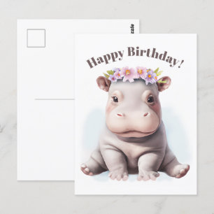 Adorable Baby Hippopotamus Postkarte