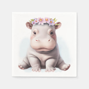 Adorable Baby Hippopotamus Serviette