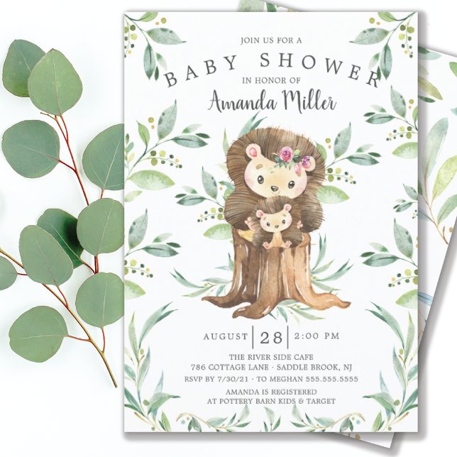 Adorable Baby Igel und Mama Baby Dusche Invita Einladung (Von Creator hochgeladen)