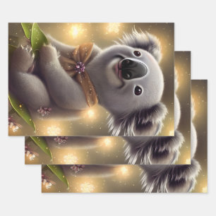 Adorable Baby Lächeln Koala Bär Geschenkpapier Set