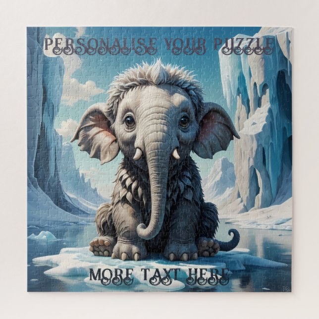 Adorable Baby Mammoth Spielen im Arktischen Ozean (Vertikal)