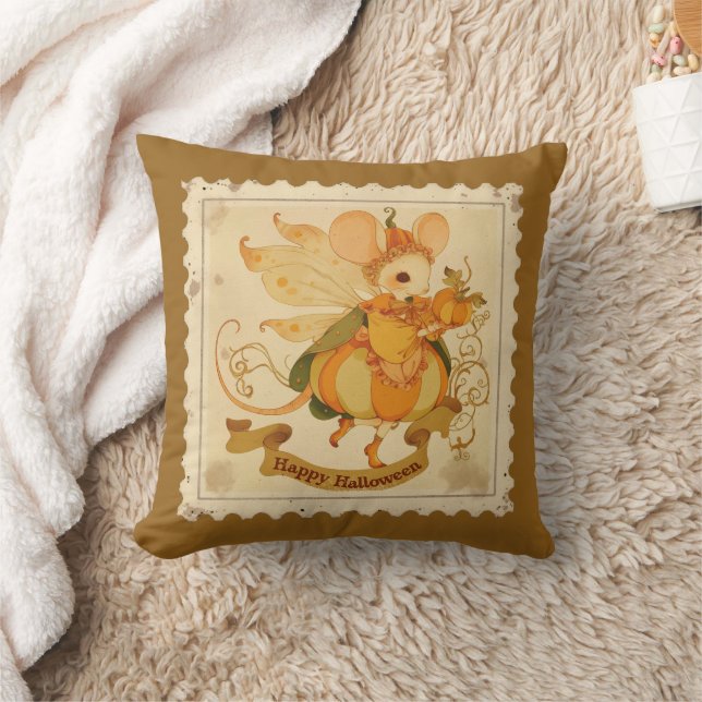 Adorable Baby Mouse Pumpkin Halloween Kissen (Decke)