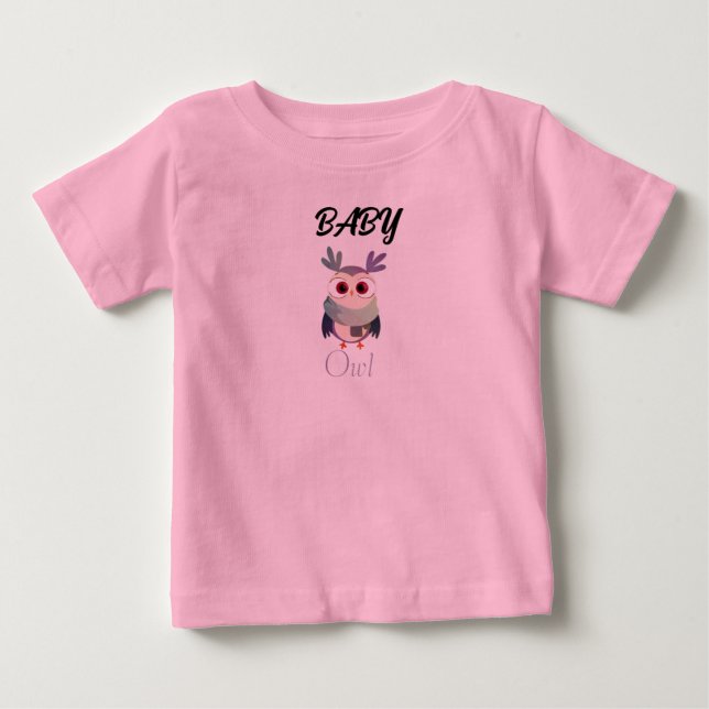 Adorable Baby Owl Graphic Black T - Shirt - Niedli (Vorderseite)