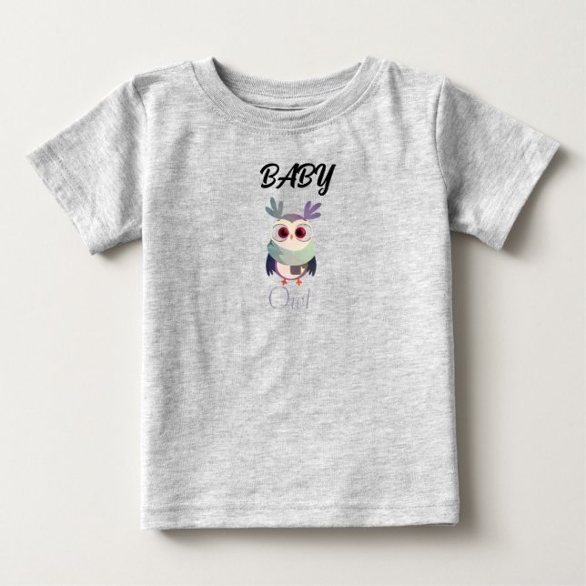 Adorable Baby Owl Graphic Black T - Shirt - Niedli (Vorderseite)