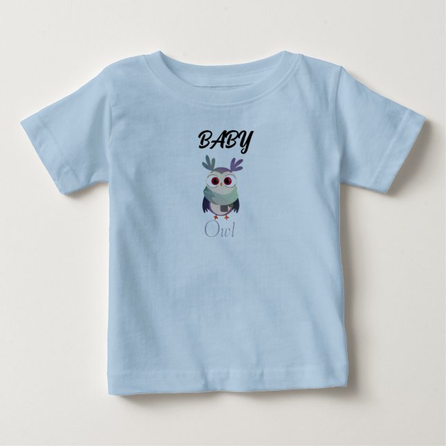 Adorable Baby Owl Graphic Black T - Shirt - Niedli (Vorderseite)
