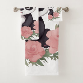 Adorable Baby Panda Bär mit Blume Badhandtuch Set