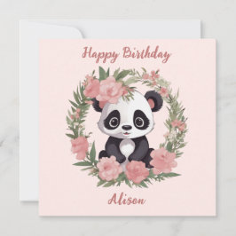 Adorable Baby Panda Bär mit Blume Feiertagskarte