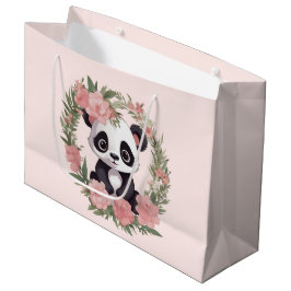Adorable Baby Panda Bär mit Blume Große Geschenktüte