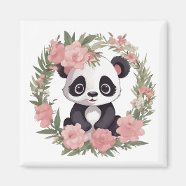 Adorable Baby Panda Bär mit Blume Magnet