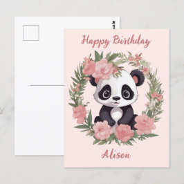 Adorable Baby Panda Bär mit Blume Postkarte