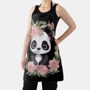 Adorable Baby Panda Bär mit Blume Schürze