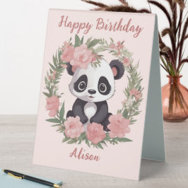 Adorable Baby Panda Bär mit Blume Tischaufsteller