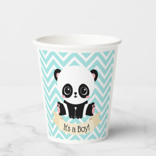 Adorable Baby Panda Blue Baby Dusche Pappbecher