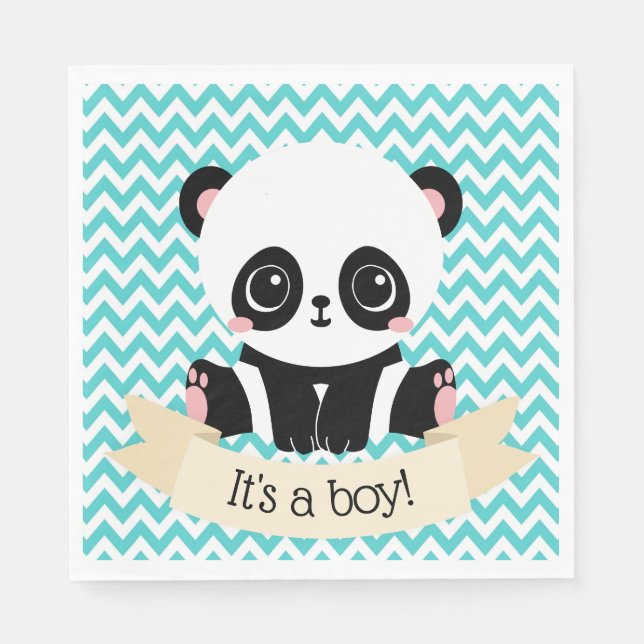 Adorable Baby Panda Blue Baby Duschpapier Napkins Serviette (Vorderseite)