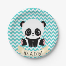 Adorable Baby Panda Blue Baby Duschpapier Teller