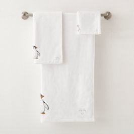 Adorable Baby Penguin Subtle Winter Art Bath Set