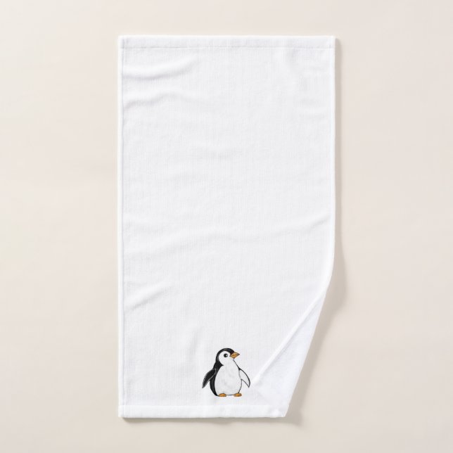 Adorable Baby Penguin Subtle Winter Art Bath Set (Handtuch)