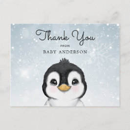 Adorable Baby Pinguin Winter Danke Postcard Postkarte