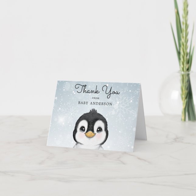 Adorable Baby Pinguin Winter Vielen Dank Dankeskarte (Vorderseite)